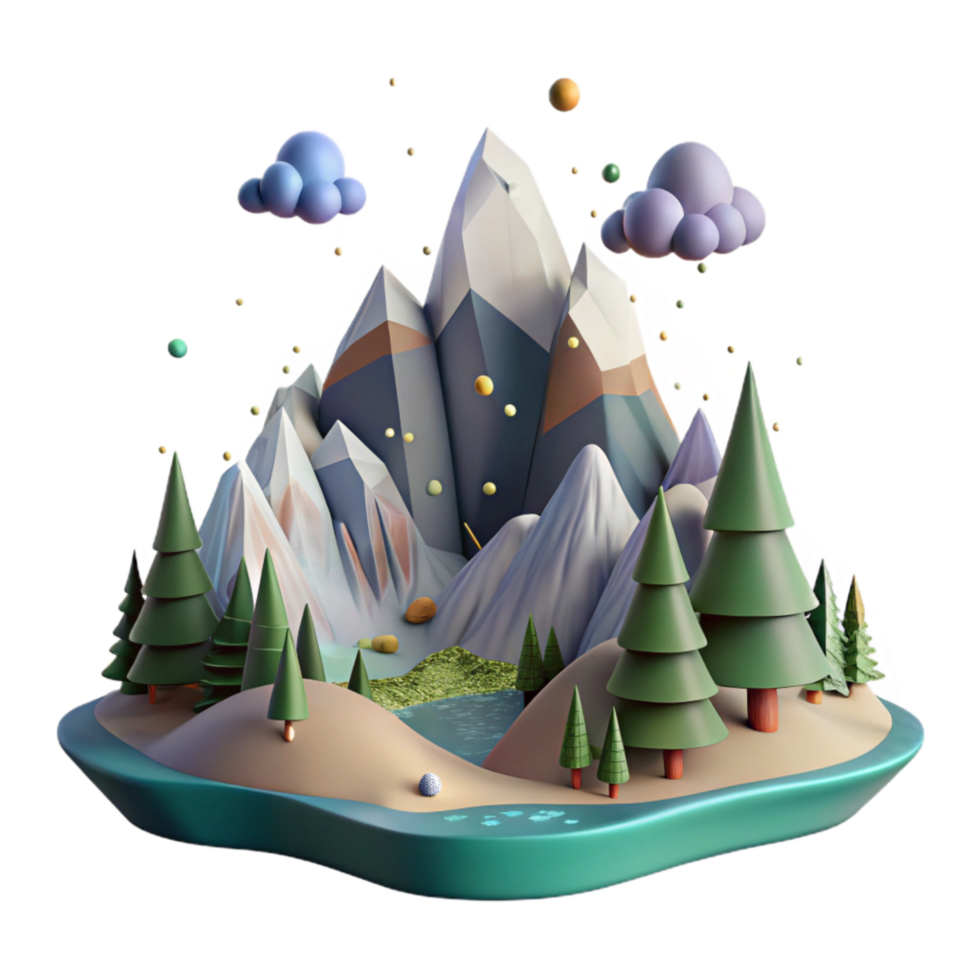 elegant abstract Mountain Landscape with Forest Isolated with Dense Forest high quality png