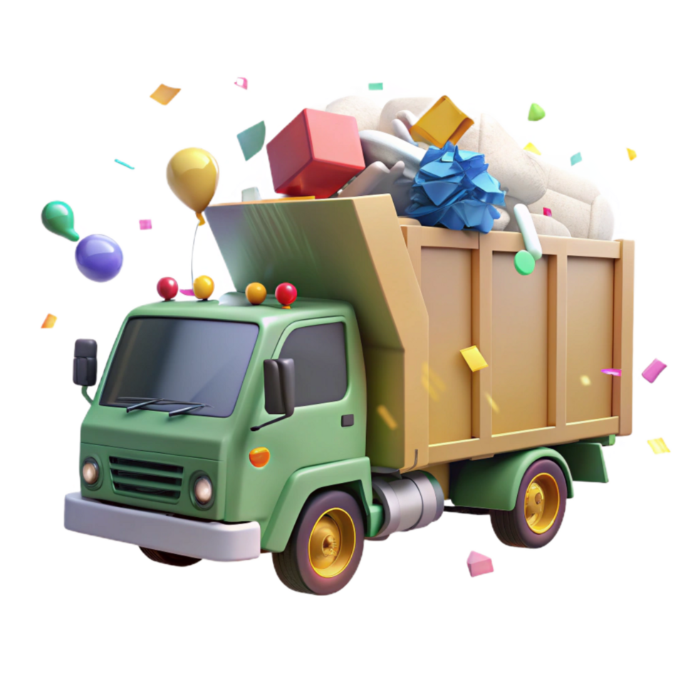 vibrant creative Recycling Truck Collecting Waste Cutout original png