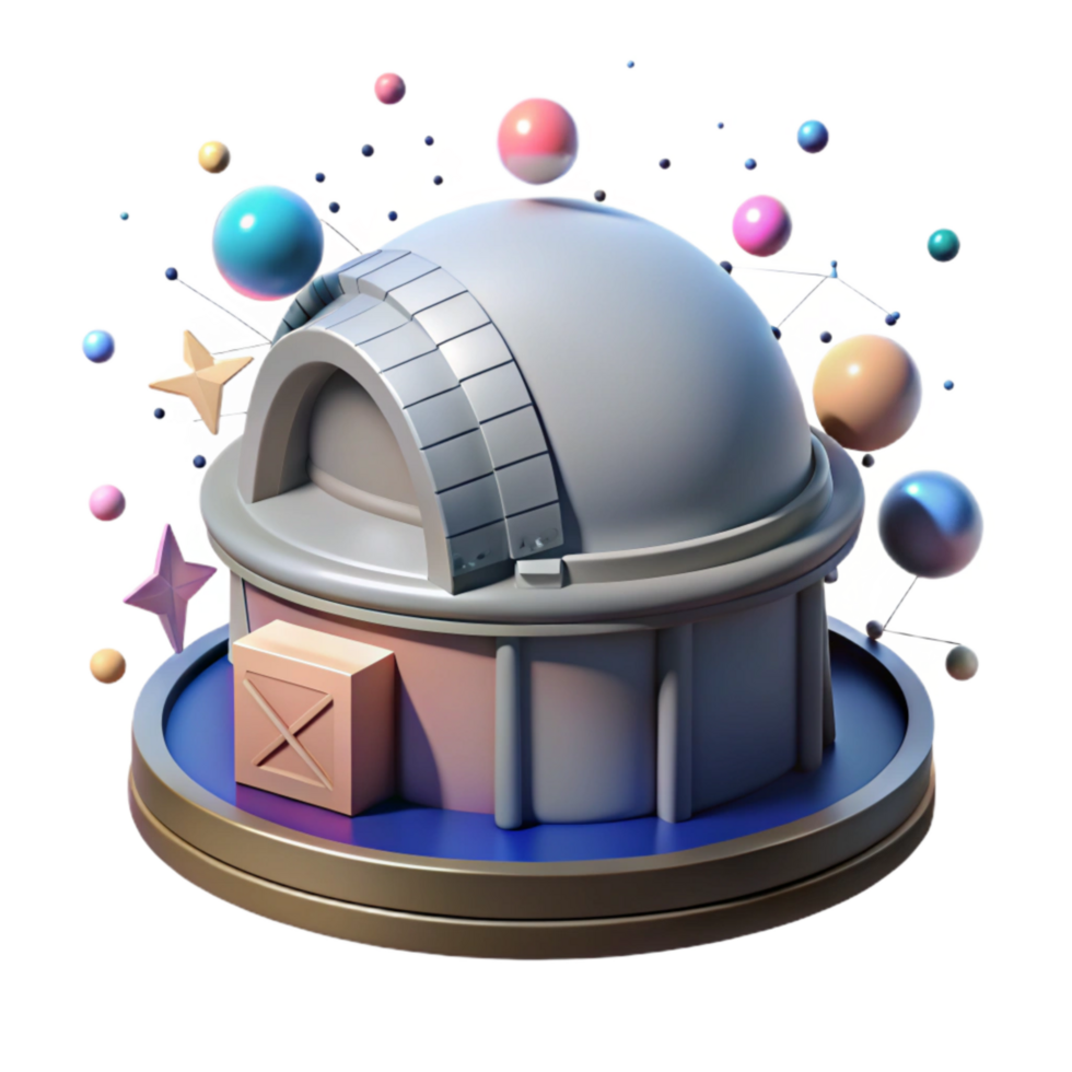 elegant creative Observatory Dome Isolated with Night Sky Background original png