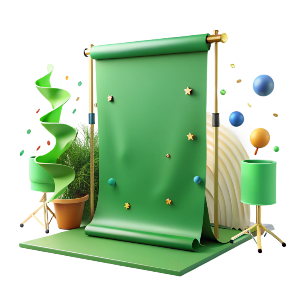 stunning artistic Green Screen Backdrop with Stand Isolated high resolution png