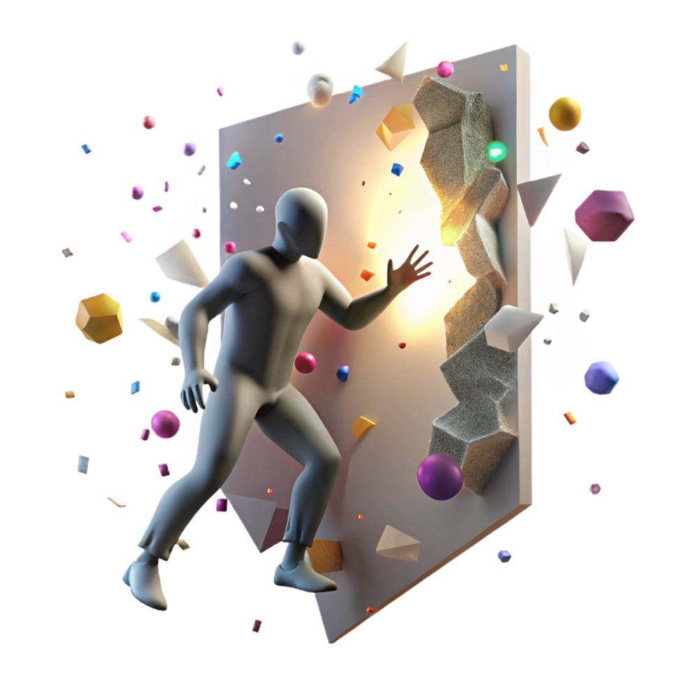 stunning minimalist Person Breaking Through Wall Silhouette with Transparent Background detailed png