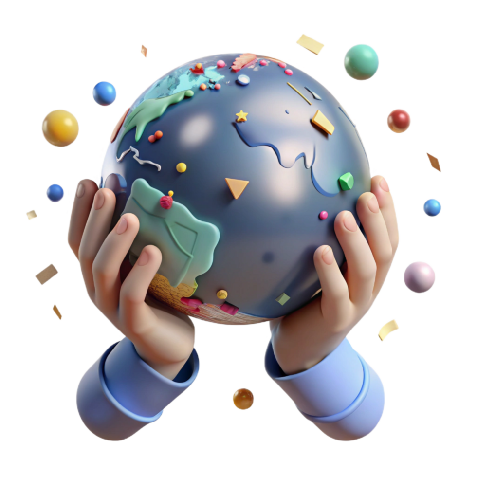 wonderful modern Hands Holding Globe Isolated with Soft Lighting detailed png