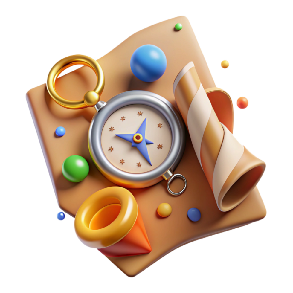 wonderful creative Map and Compass Adventure Theme Transparent Element detailed png