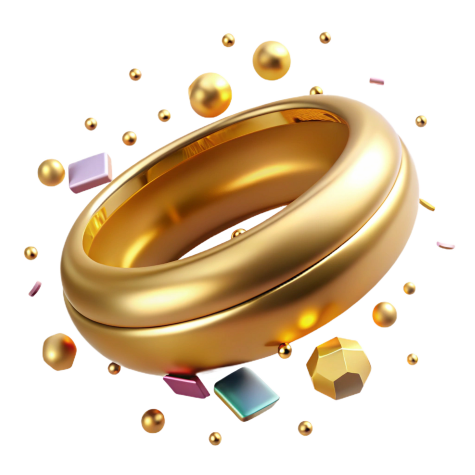 magnificent classic Golden Bangle Bracelet Isolated with Reflective Lighting png