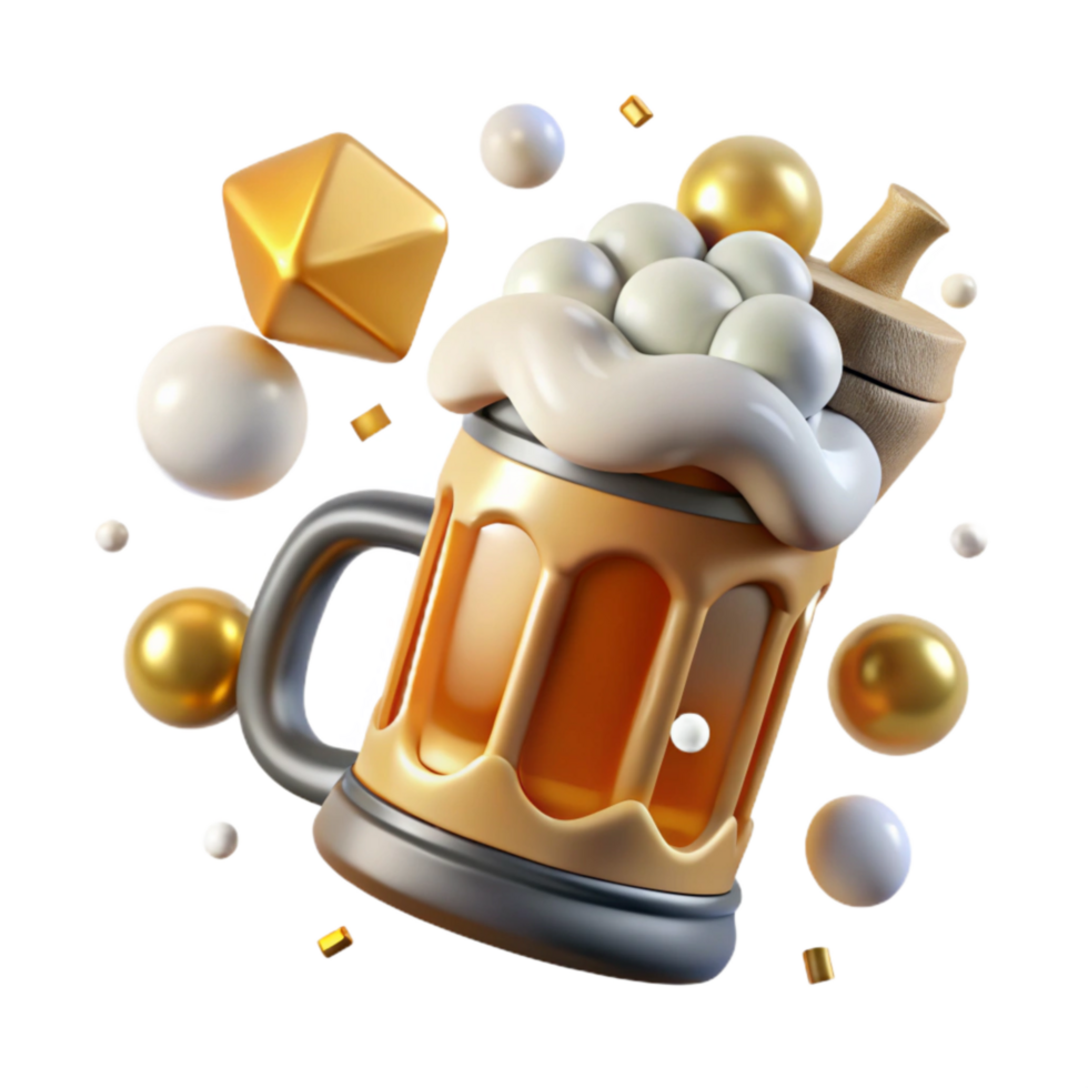beautiful traditional Oktoberfest Beer Stein Frothy Overflow Cutout premium png