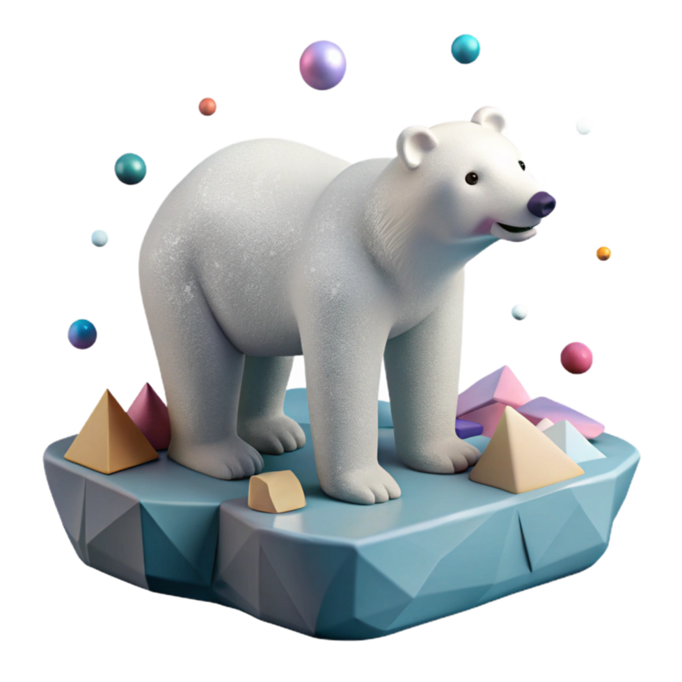 dramatic vintage Polar Bear on Drifting Ice Realistic Cutout professional png