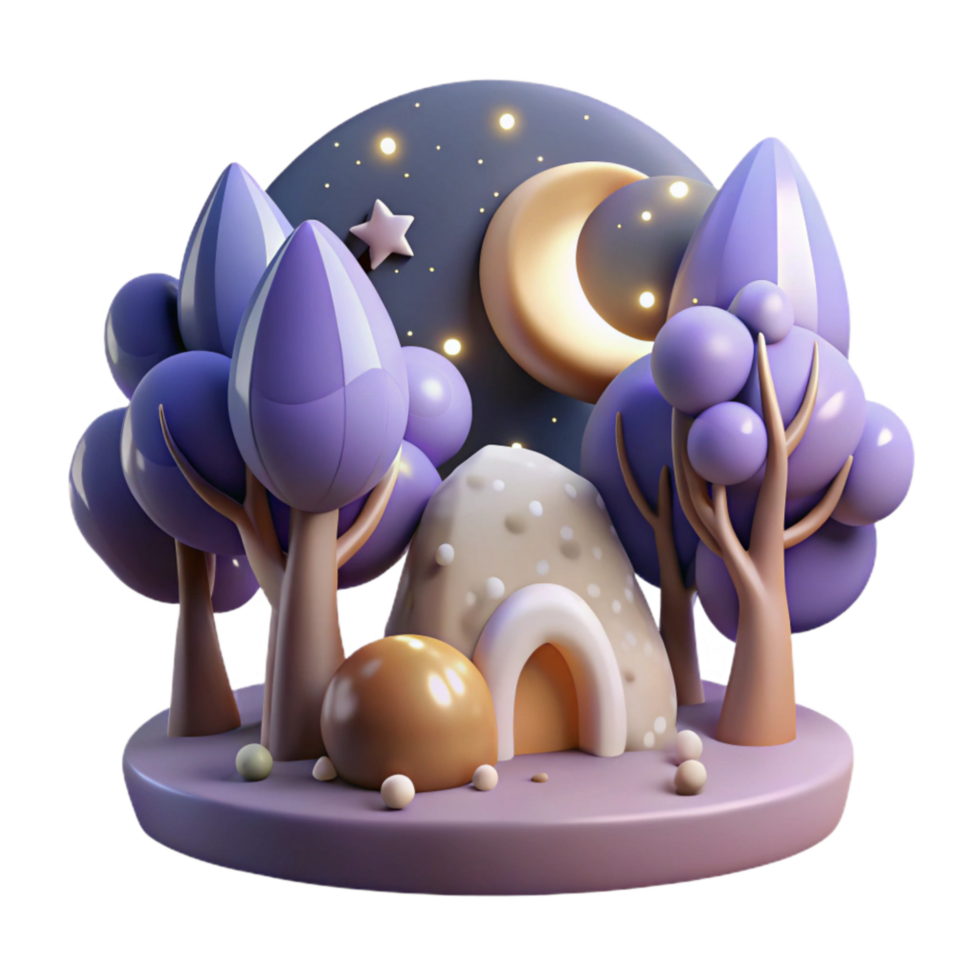 elegant classic Moonlight Shining Through Trees Isolated exclusive png
