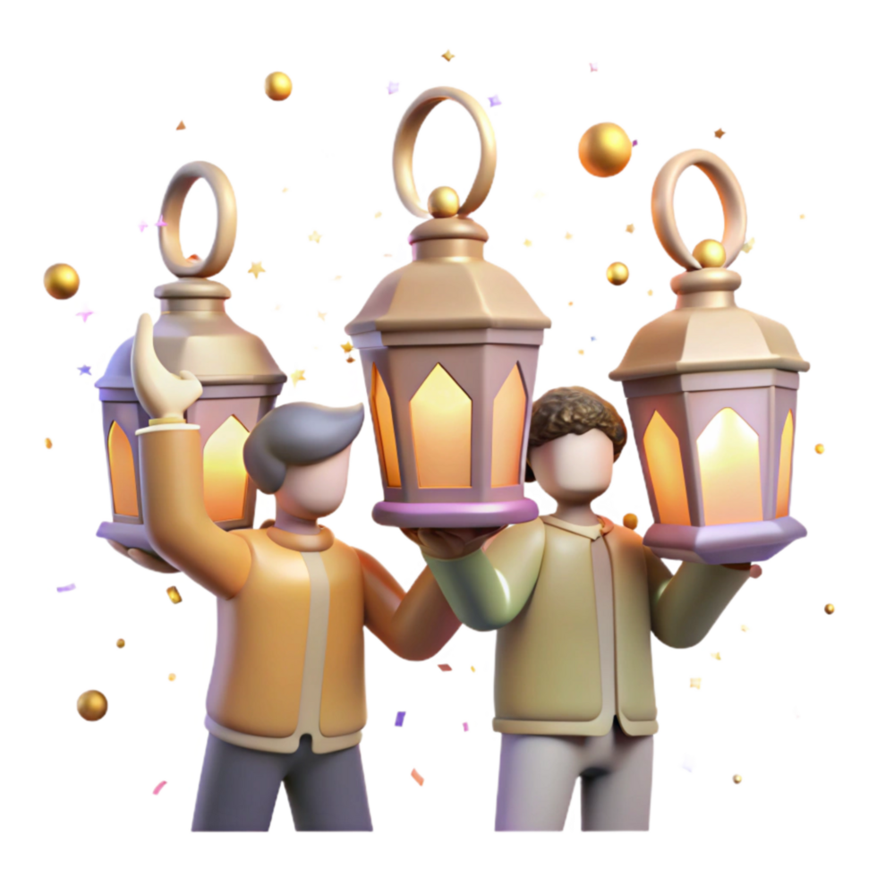 impressive artistic People Holding Lanterns Hope Symbol Cutout detailed png