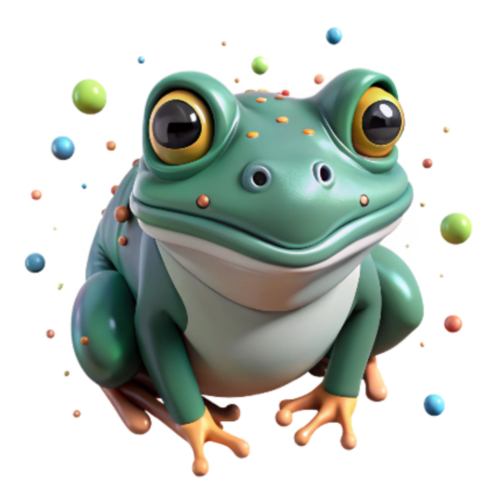 dramatic vintage Realistic Frog Illustration Cutout Front View premium png