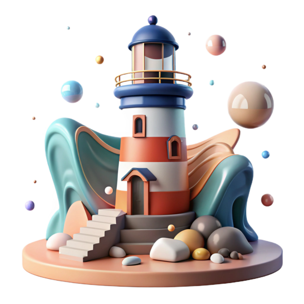 serene rustic Historic Lighthouse Coastal Scene Cutout with Beams high quality png