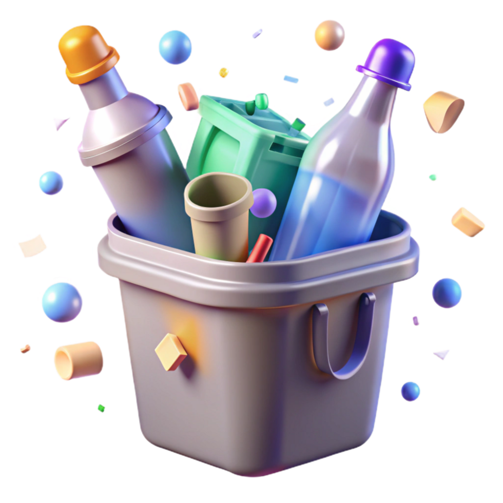 serene rustic Plastic Bottles in Recycling Bin Top Down View Cutout genuine png