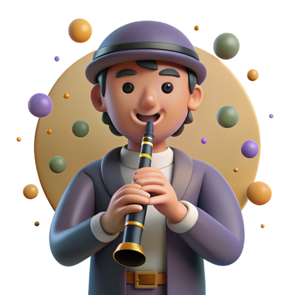wonderful minimalist Klezmer Musician Clarinet Close Up Isolated with Dark Background high resolution png