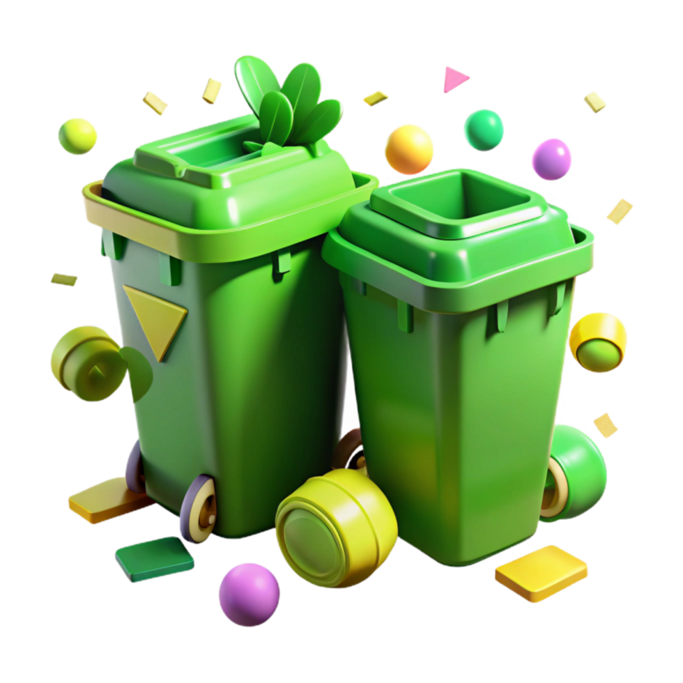 extraordinary contemporary Recycling Bins in Park Isolated Bright Green Color high resolution png