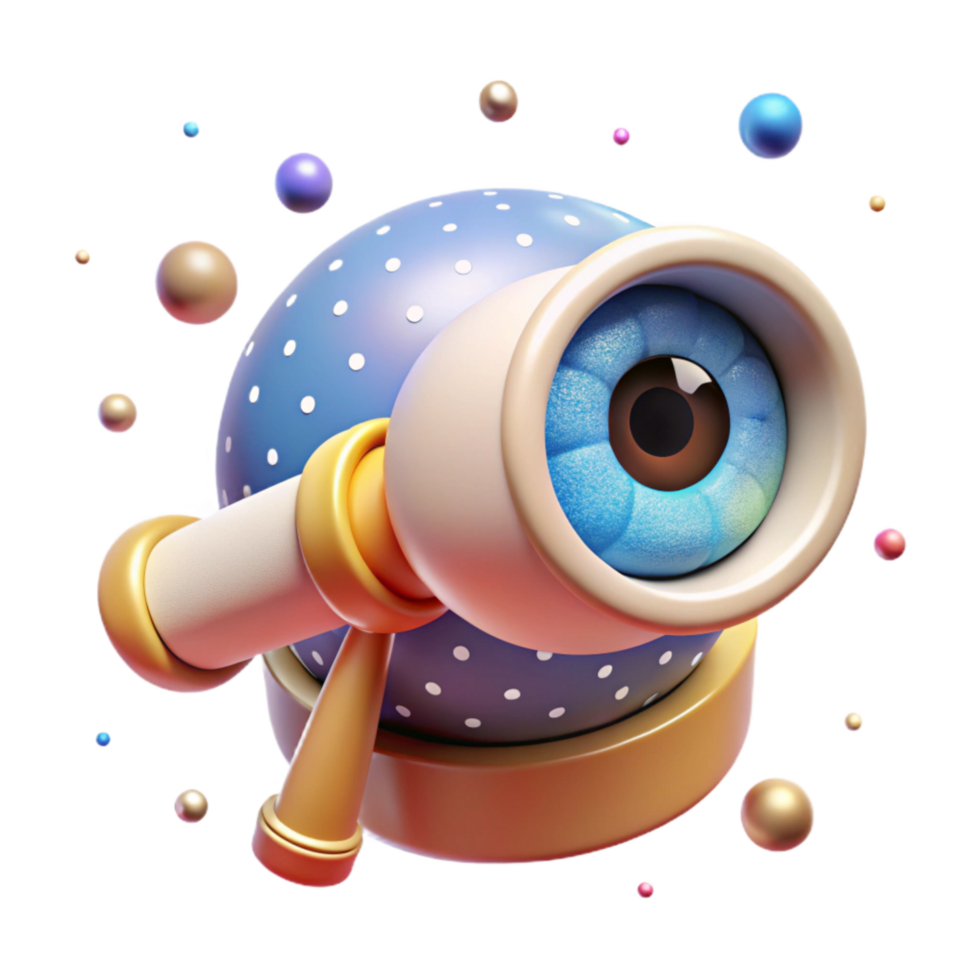 dramatic vintage Human Eye Looking Through a Telescope Transparent Background original png