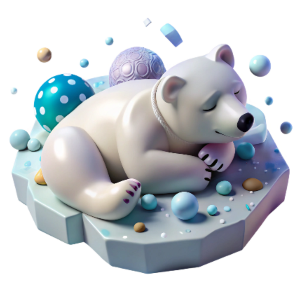 beautiful traditional Polar Bear Sleeping on Ice Cutout Relaxed Pose premium png