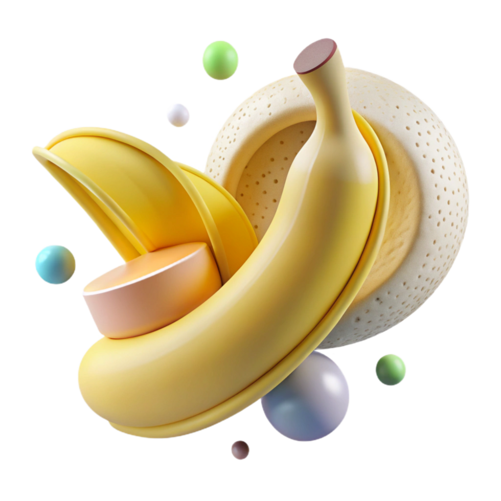 wonderful abstract Pale Yellow Banana Peeled Half with Transparent Background genuine png