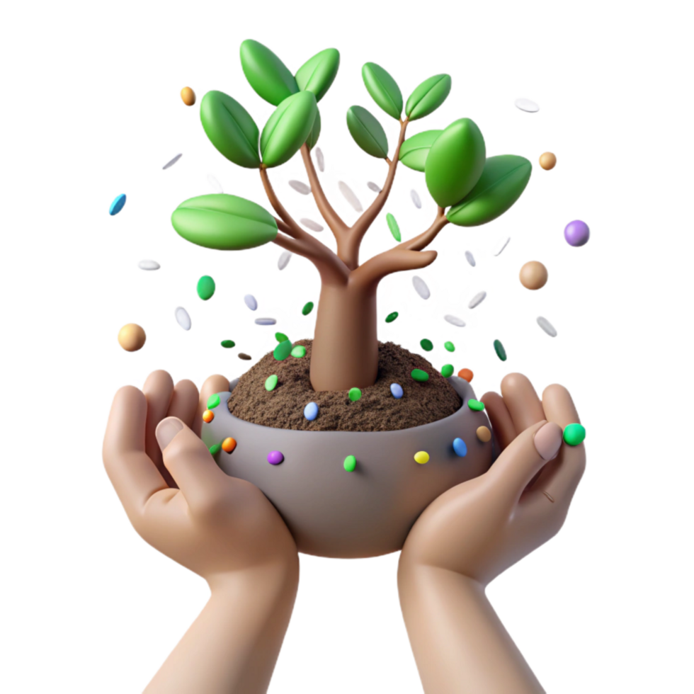 serene creative Hands Planting Tree Sapling Cutout high quality png