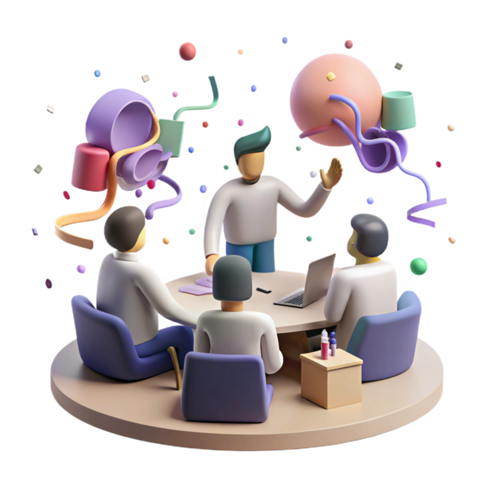 extraordinary modern Group Silhouette Brainstorming Ideas Meeting Transparent Background authentic png