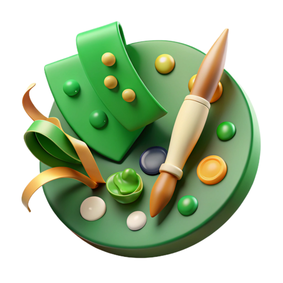 impressive abstract Green Color Palette Chart with Paintbrush Cutout original png