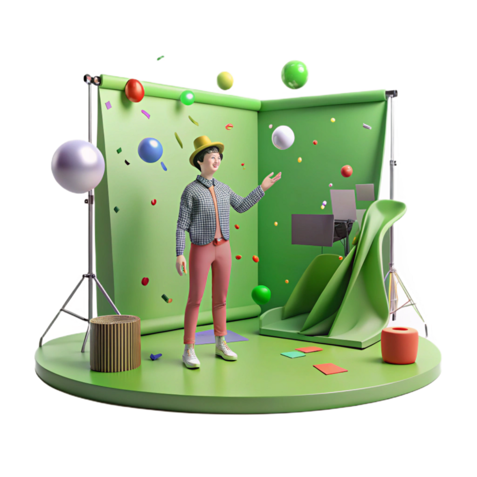 stunning abstract Green Screen Studio with Person Cutout high quality png
