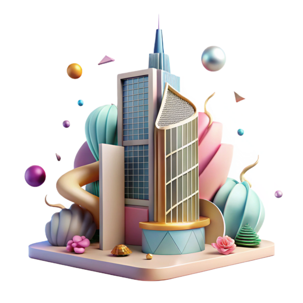 vibrant classic Modern Architecture Skyscraper Cutout high quality png