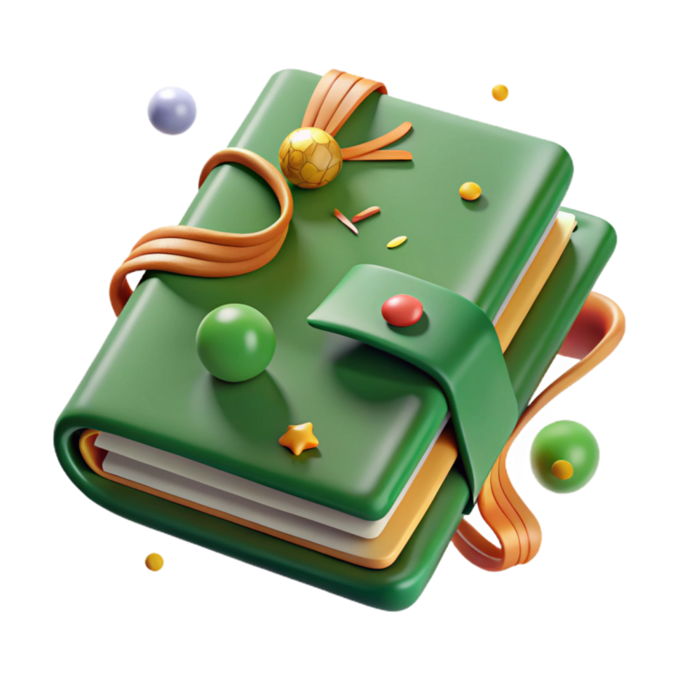 vibrant modern Nature Education Program Isolated Green Book detailed png