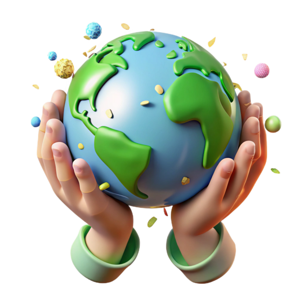 vibrant abstract Hands Holding Globe Environmental Protection Transparent high resolution png