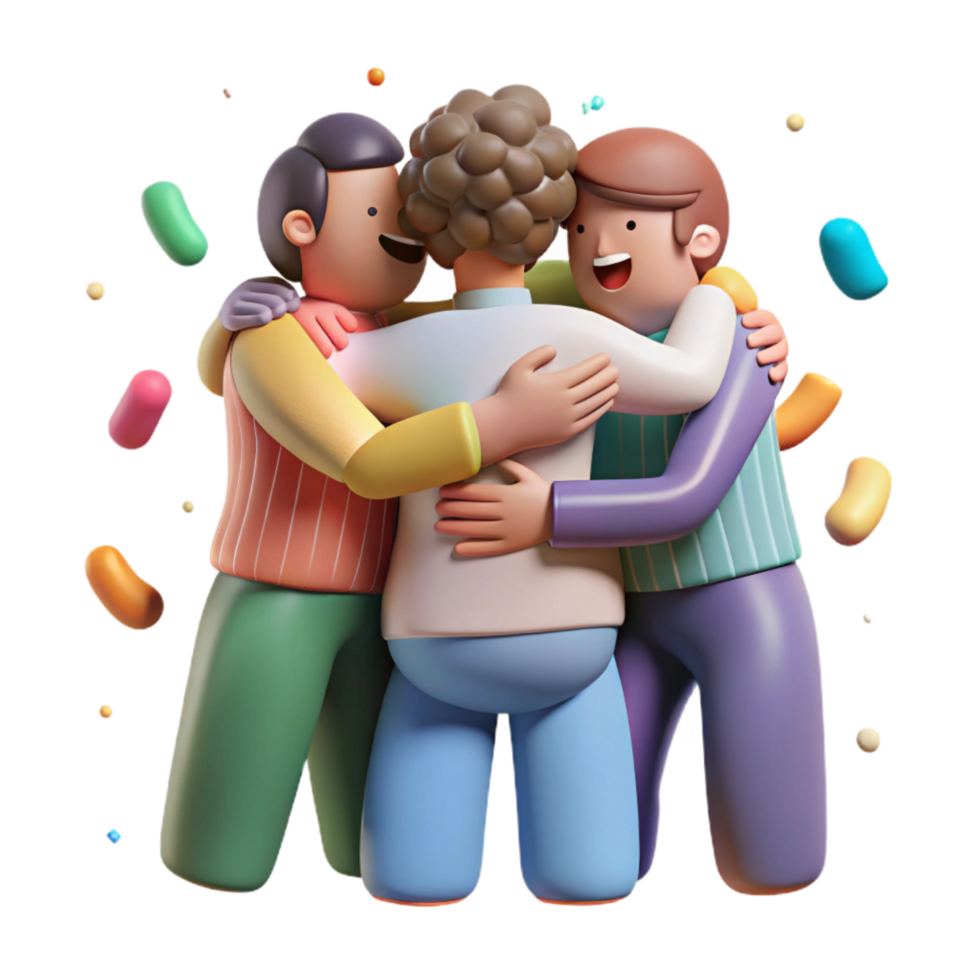 vibrant contemporary Group Hugging Consoling Gesture Transparent Background high quality png