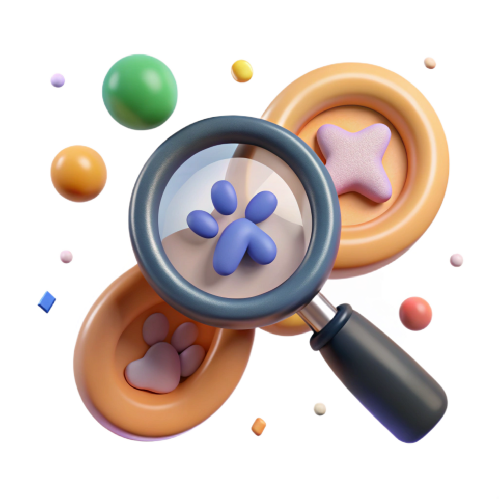 magnificent classic Magnifying Glass on Animal Footprint Transparent Background Close Up png