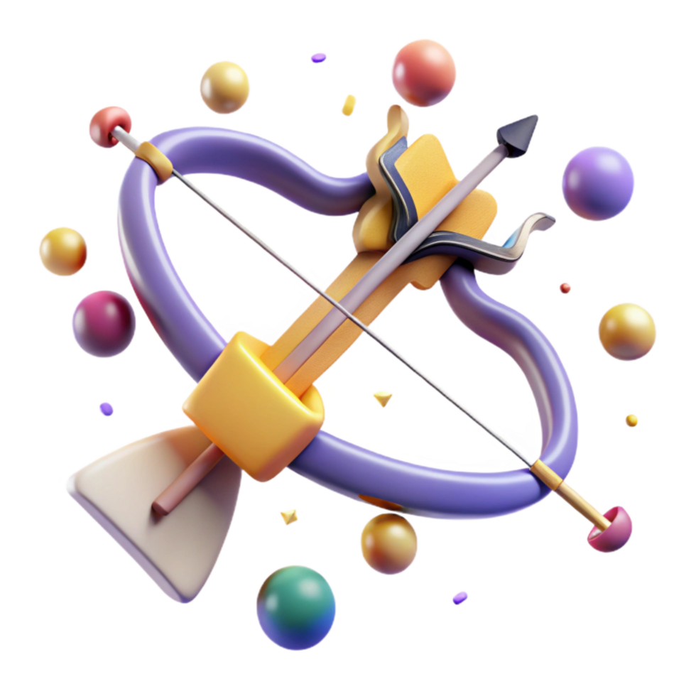 beautiful creative Realistic Vr Bow and Arrow Isolated high resolution png