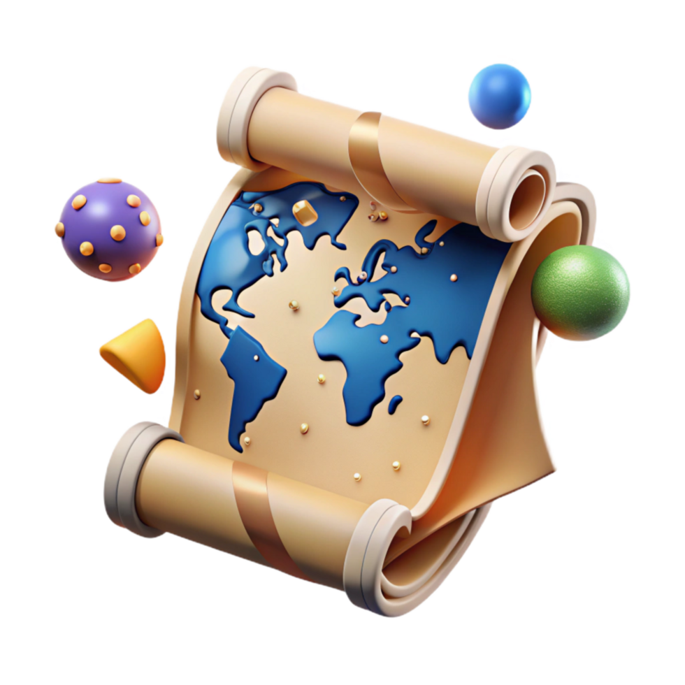 beautiful modern Old World Map Vintage Style Isolated Transparent Background exclusive png