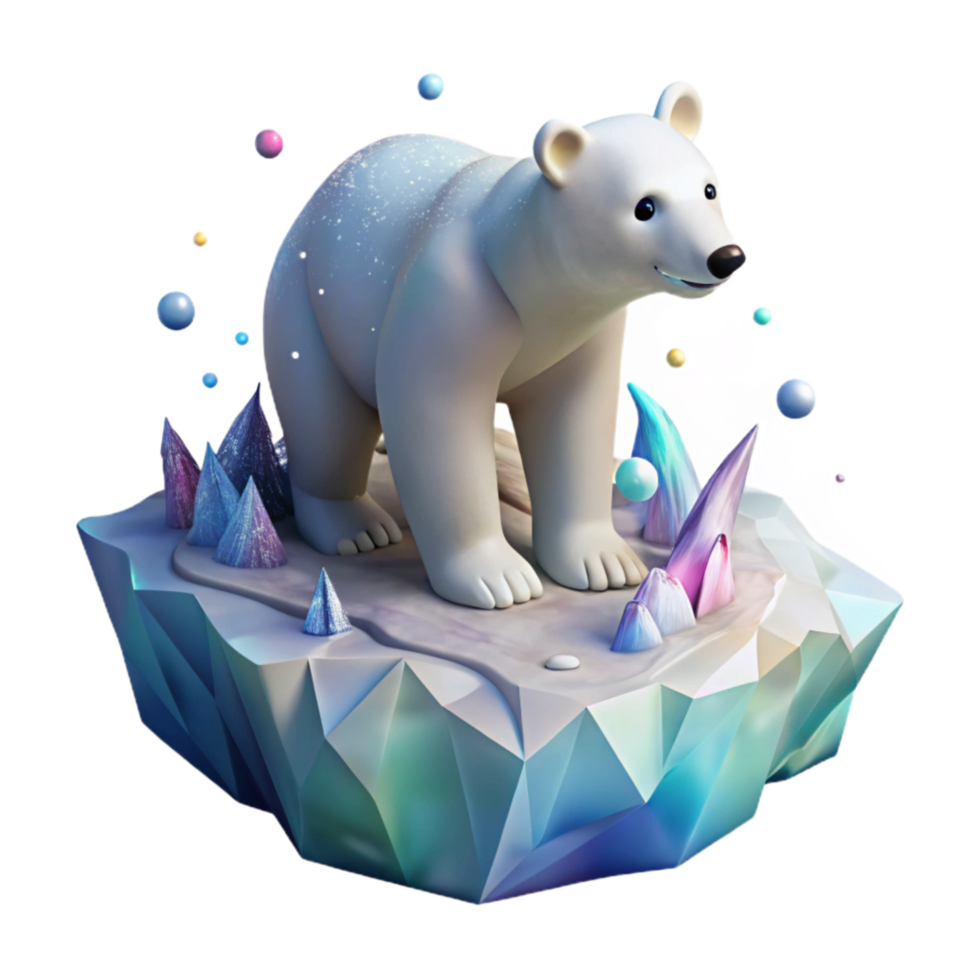 beautiful rustic Polar Bear on Melting Ice Floe Cutout Side View high resolution png