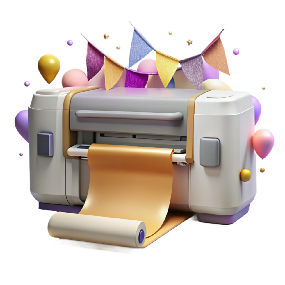 beautiful modern Large Format Printer Front View with Banner Cutout premium png
