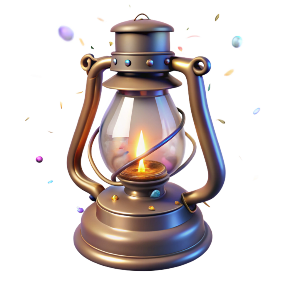 serene abstract Old Oil Lamp Cutout Isolated with Glass Chimney original png