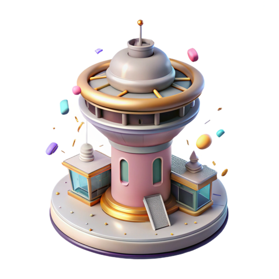 beautiful contemporary Isolated Spaceport Control Tower professional png