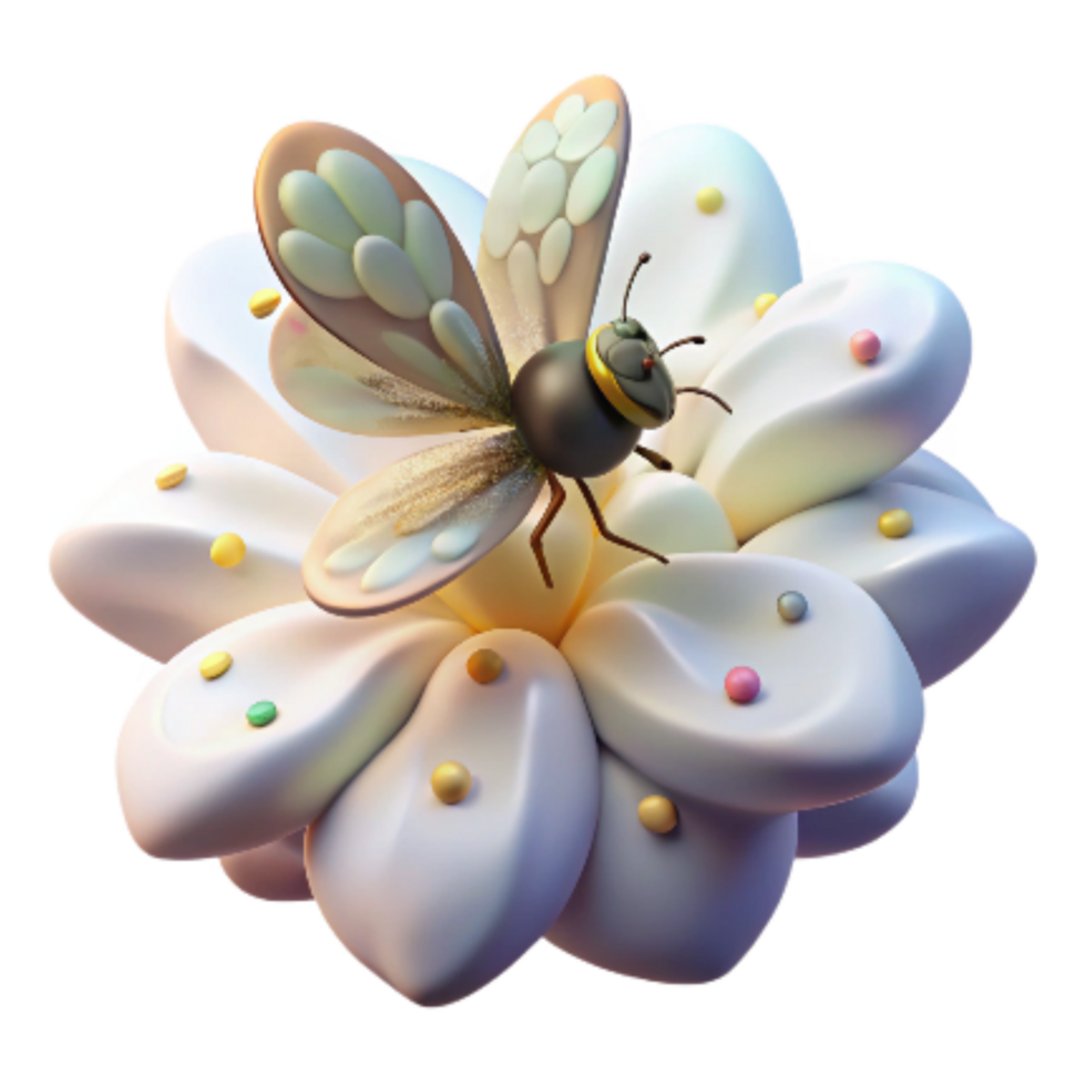 stunning contemporary Hoverfly Near White Flower Isolated Element high resolution png