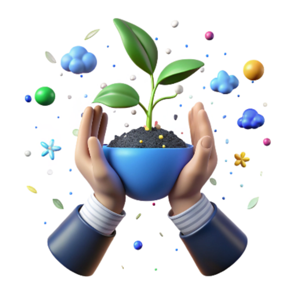serene artistic Hands Holding Sapling Against Blue Sky Cutout authentic png