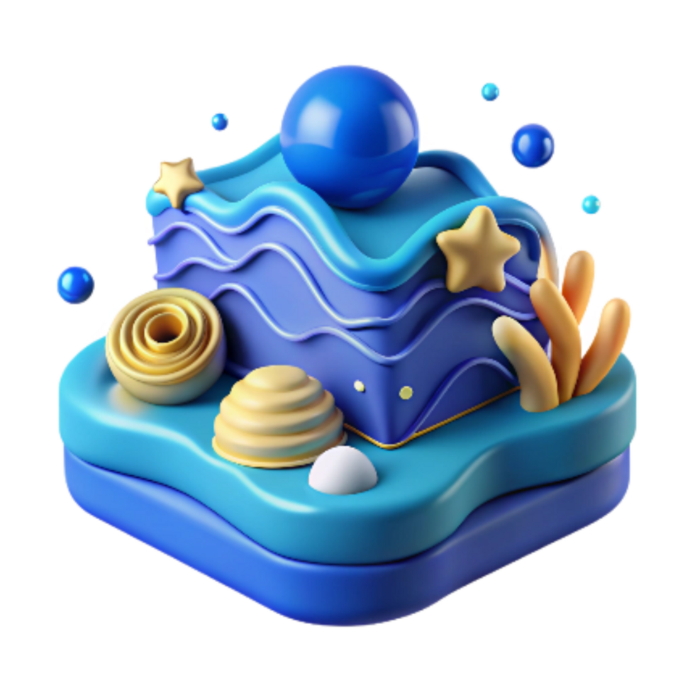 serene modern Marine Sanctuary Icon Blue Isolated Element premium png