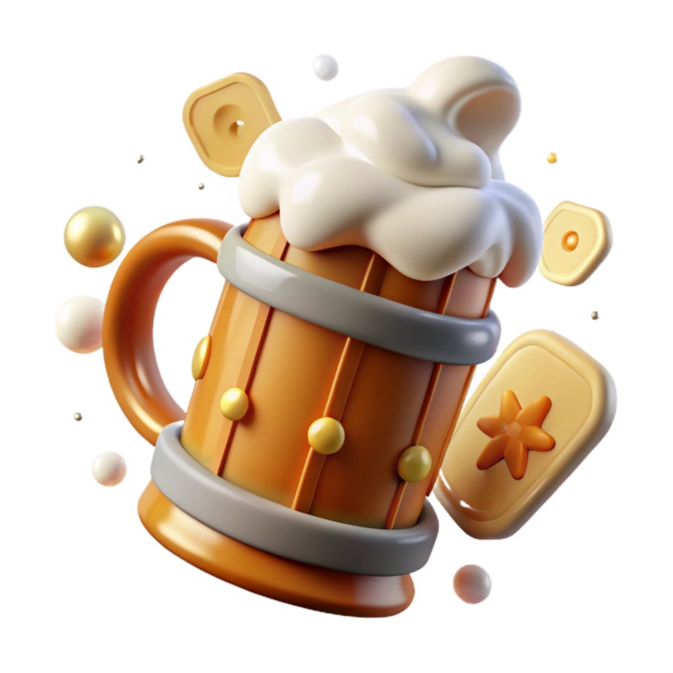 vibrant creative Oktoberfest Beer Stein Frothy Overflow Cutout high resolution png