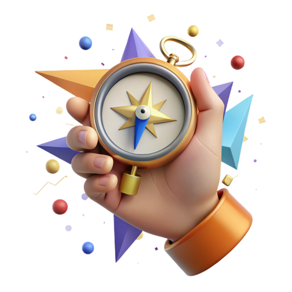 serene modern Hand Holding Compass Isolated Element detailed png
