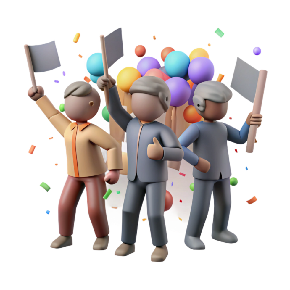 vibrant creative Group Marching Protest Silhouette Isolated genuine png