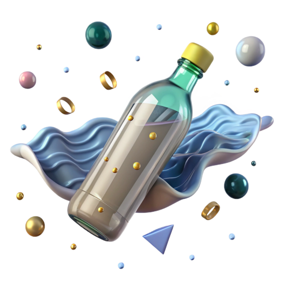 stunning vintage Plastic Bottle Floating in River Cutout Isolated Transparent Background Close Up professional png