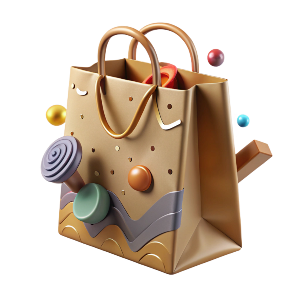 wonderful classic Printed Paper Bag with Handles Cutout exclusive png