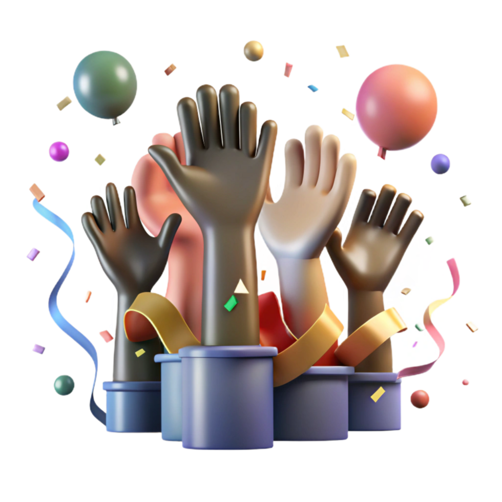 impressive contemporary Raised Hands Celebration Silhouette Transparent Background high quality png