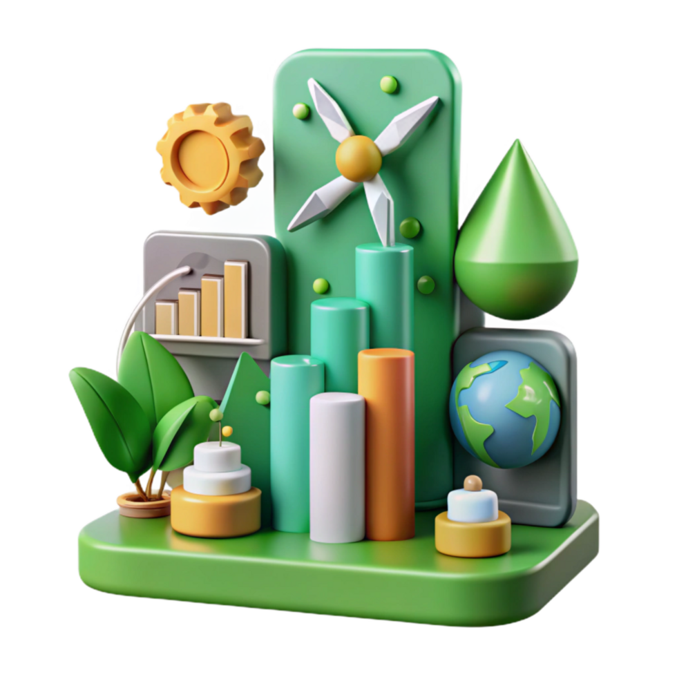 wonderful traditional Green Energy Infographic Chart Isolated authentic png