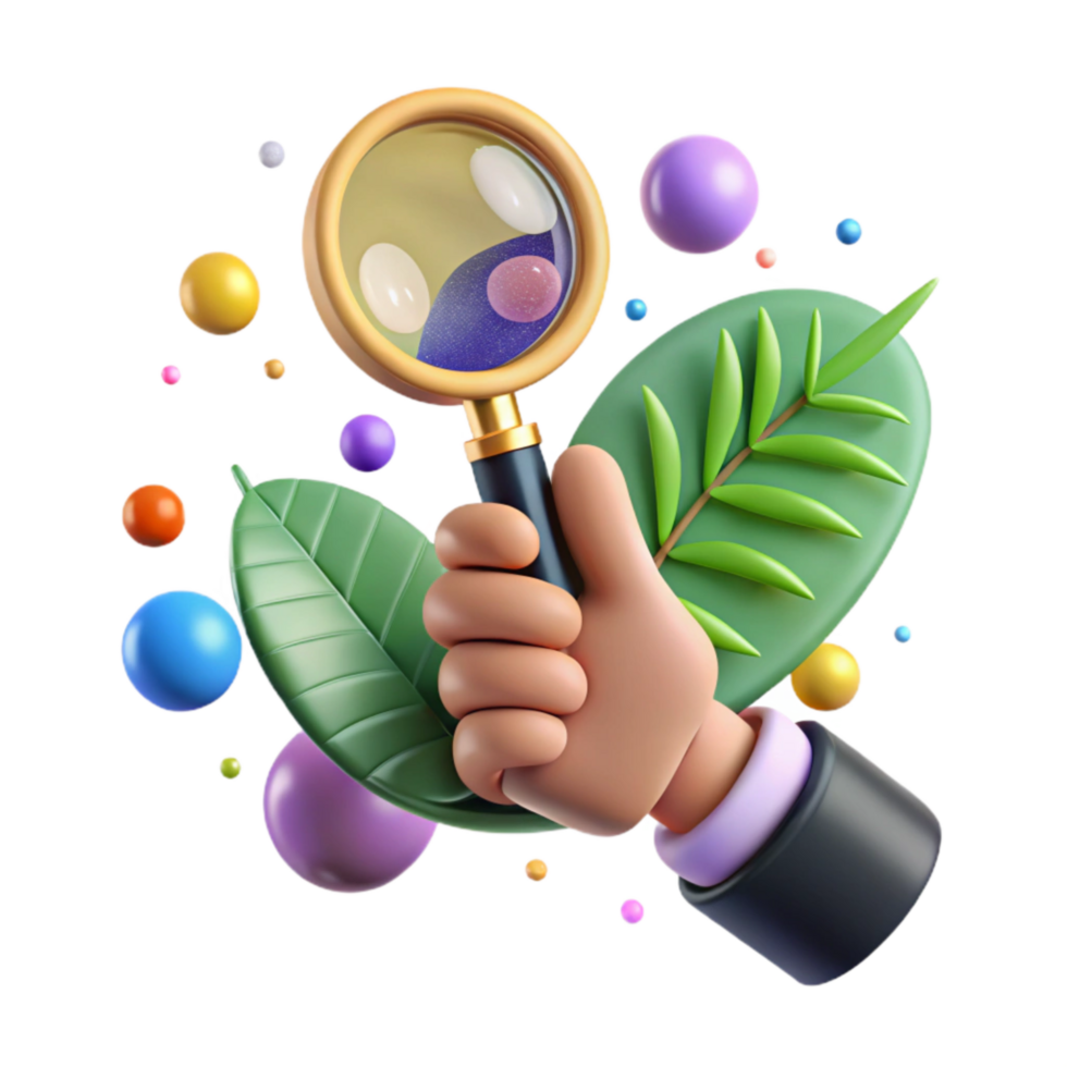 serene minimalist Hand Holding Magnifying Glass Over Map Isolated high resolution png