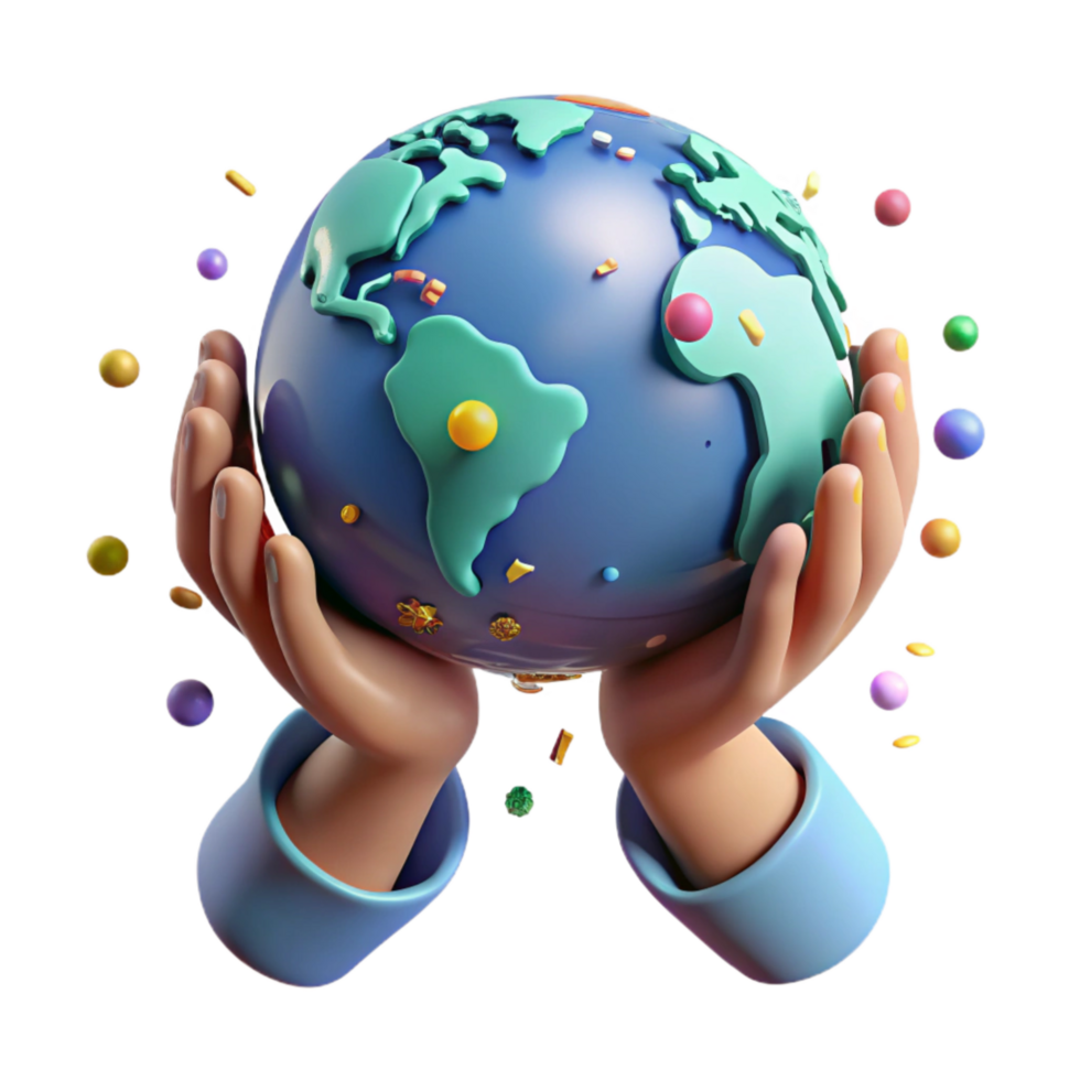 vibrant vintage Hands Holding Globe Isolated with Soft Lighting png