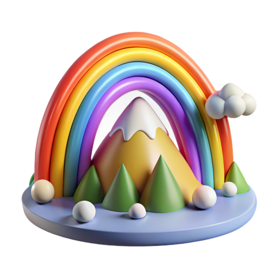 beautiful rustic Rainbow Arching Over Mountains with Transparent Background and Vivid Colors exclusive png