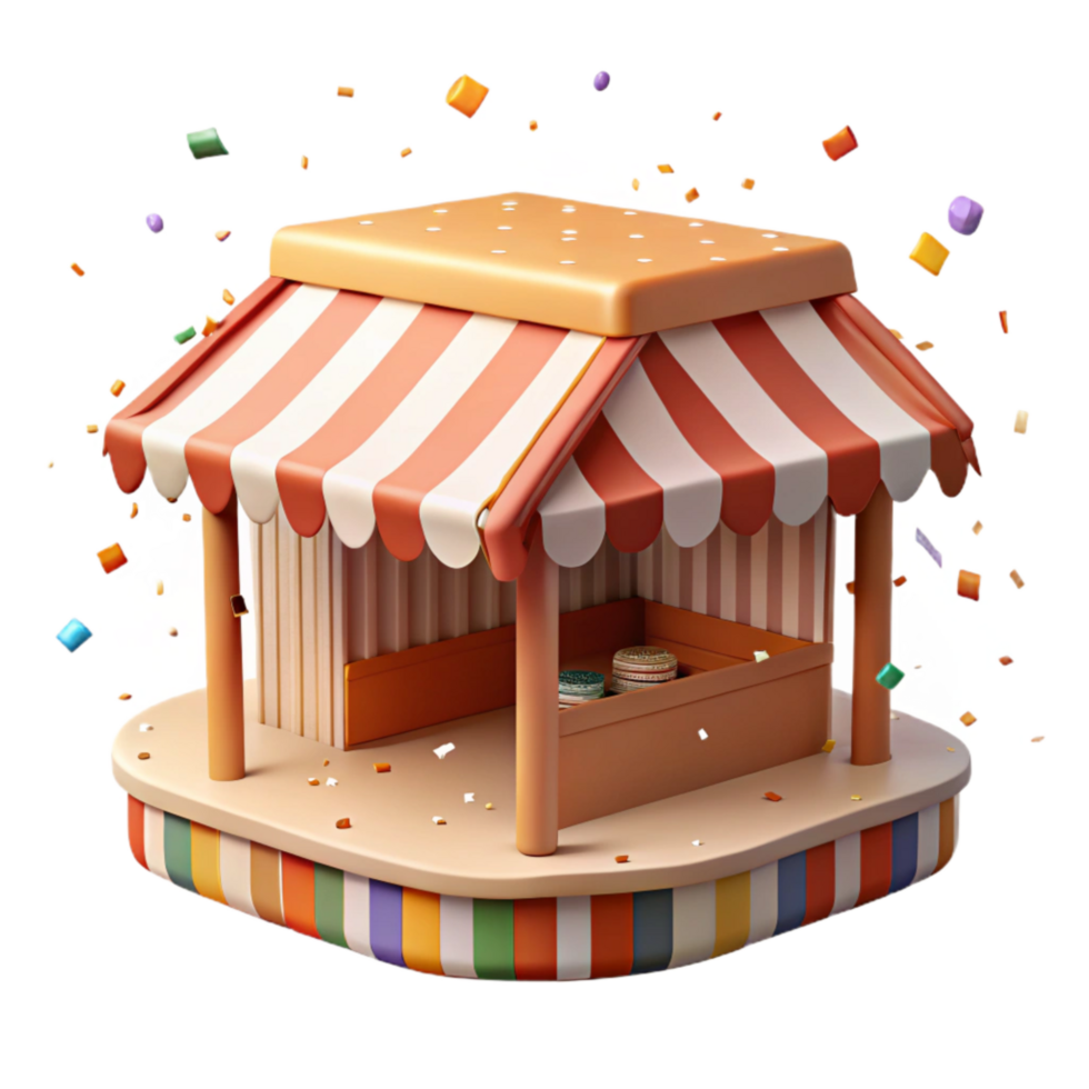 stunning artistic Local Farmers Market Tent Striped Awning Cutout detailed png