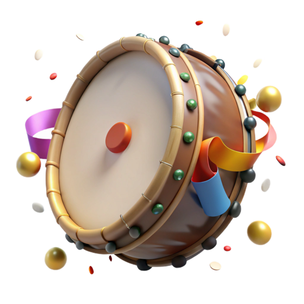 beautiful vintage Irish Bodhran Drum Close Up View Cutout premium png